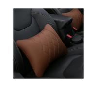 (1PC-No logo-Coffee) 2Pcs Car Neck Pillow Pu Leather Seat Support Headrest Embroidery For Kia