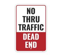 1PC No Thru Traffic Dead End Sign, 18 x 12 Inches - Aluminum - No Outlet No Turn Around No Through Traffic Sign