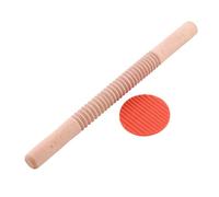 1pc Wooden Screw Thread Rolling Pin Non-stick Baking Tool for Pastries Dumplings Noodles Lightweight Kitchen Accessory Khaki