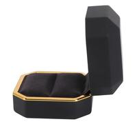 1pc Octagonal Ring Box Ring Storage Case Engagement Ring Holder Flannel Ring Case Practical Jewelry Organizer Jewelry Holder Wedding Ring Case Wedding Jewelry Plastic Black
