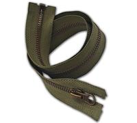 1pc Olive Green Metal Zip 85cm Size #5| Heavy-Duty Open-End Zipper 33.5” Long | Antique Brass Teeth One-Way, Single Slider | for Jacket Repairs, Denim, Leather, Bags, DIY Sewing Projects