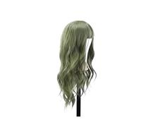 1pc Olive Green Wavy Long Curly Hair Synthetic Bangs Natural Curls Light Colored Shapeable Wig Daily Gatherings Role-playing For Women