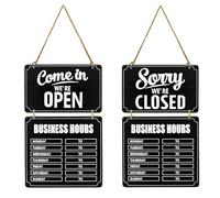 1Pc Opening Hours Sign Double Sided Open and Closed Signs Wooden Hanging Business Hours Sign for Store Shops Florist Restaurant Cafe