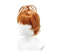 1pc Orange-Brown Top Double Pony Braid Up Wig Bangs Fluffy Layered Glossy Soft Spunky For Cosplay Personal Style Synthetic