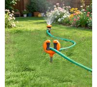 1pc Orange Hose Guide, Adjustable Stake-In Hose Guide with Iron Base for Secure Ground Fixation, Suitable for Garden Hoses