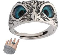 1pc Owl Shape Ring Unisex Ring with Blue Gem Eyes Portable Jewellery Accessory Ring Cute Cartoon Animal Shape Ring Nice for Gift, Daily Wear Clever design