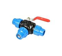1pc PE Three-Way Fast Connection Valve Tee - Durable Plastic Pipe Connector for Garden Irrigation and Agricultural Use(Blue,25mm)