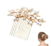1Pc Pearl Hair Comb Elegant Gold Bridal Hair Comb Refined Look Craftsmanship Wedding Hair Combs Perfect for Weddings Birthdays Valentine Day or Anniversaries Making It an Unforgettable Gift Choice