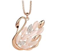 1PC Pearl Women Swan Opal Necklace Long Crystal Necklace Pendant Chain Long Sweater Necklace, Beauty, ArtAttractive Design