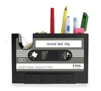1PC Pen Holder for Desk, 6.6x4.3x2.1 Inch Plastic Pen Holder with Tape Dispenser, Cassette Style Pen Organizer for Pens, Pencils, Brushes, Erasers and Other Small Gadgets...