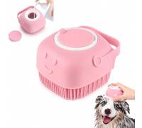 1Pc Pet Bath Brush with Soap Dispenser, Silicone Grooming Scrubber Tool(PNK-1pc)