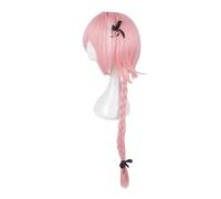 1pc Pink Braided Ponytail Wig Black Bow Bangs Sweet Anime For Cosplay Synthetic