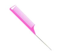 1Pc Pink Carbon Fibre Metal Parting Comb, Hair Styling Tool for Salon Braiding