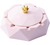 1Pc Pink Crown Stainless Steel Ashtray with Lids,Cigarettes Ashtray for Indoor or Outdoor Use,Windproof,Ash Holder for Smokers, Desktop Smoking-Ash Tray for Home,Office Decoration Home Décor Accents