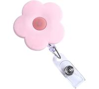 1Pc Pink Cute Badge Reels Retractable with Alligator Clip, Nurse ID Badge Holder Flowers Keys Lanyard Badge Holders for Teacher Student Office Supplies Identification Badges and Supplies,Badge Holders