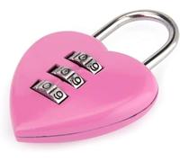 1Pc Pink Love Heart Shape Combination Padlock for Girls Women, Mini 3-Digit Password Resettable Code Locker Lock for Home School