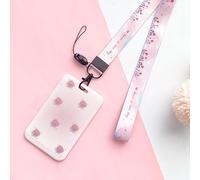 1Pc Pink Rose Flower Card Holder Campus Student ID Card Access Control Card Sleeve ABS Plastic Card Cover(A4)