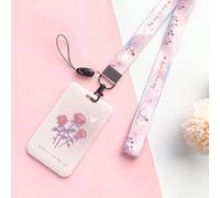 1Pc Pink Rose Flower Card Holder Campus Student ID Card Access Control Card Sleeve ABS Plastic Card Cover(A5)