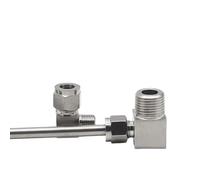 1pc Pipe to Male Thread 6 8 10 12mm 1/8" 1/4" 3/8" 1/2" 304 SS Stainless Steel Elbow Double Ferrule Tube Pipe Fittings Connector(Pipe 14mm,1/4")