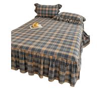1pc Plaid Ruffles Bed Skirt Soft Single Double Queen King Bedspread With Elastic Band At Four Corners(No Pillowcase) For use in the Bedroom(Color 5,180x200cm 1pc)