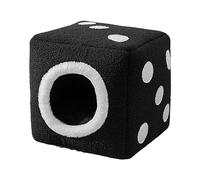 1pc Plush Cat Bed - collapsiblle Dice Shape Dog House, Dice Shaped Cat Bed | Plush Dice Cave, Warm Pet Bed Winter for Resting Napping Sleeping Puppy House for Cold Weather, White, Black