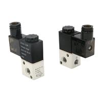 1PC Pneumatic Solenoid Air Valve 3 Way 2 Position NC Normal Closed 1/8" Threaded 3V1-06 DC12V/24V AC110V/220V(DC12V)