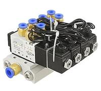 1pc Pneumatic Solenoid Valve 4V110-06 with 6mm Head and 2-10 Position Quick-Loading Base Set for Efficient Control(5 bits AC220V)