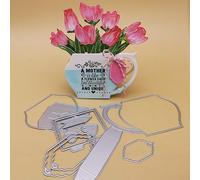 1pc Pop up Flower Vase Metal Cutting Die Cut Tea Cup Dies for Paper Craft Handmade Card Making Greeting Cards Scrapbooking & Album Arts from Alina Crafts