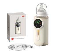 1PC Portable Bottle Warmer, New Upgraded Bottle Warmer, Fast-Heating & Long-Lasting Warming UP to 5H,6-Gear Adjustable, Comfortable Baby Feeding On The Go and Travel,White
