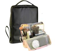 1PC Portable Makeup Cosmetic Bag,Standing Multi-Purpose Large Capacity Oxford Cloth Makeup Bag,Vertical Waterproof Toiletry Bags with Compartments,Stationery Organizer with Compartments for Travel
