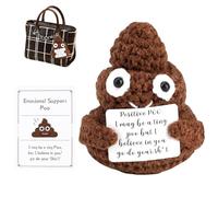 1Pc Positive Poo,New Beginnings Gift, Student Gifts Mini Wool Knitting Doll with Positivity Card, Cute Novelty Gifts for Students for Birthday Home Office Party for Women Kids