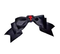 1PC Practical Black Fabric Hair Clip With Heart And Bows Detail Cosplay Hairpiece Party Hairpin For Punk Fashion Lover