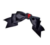 1PC Practical Black Fabric Hair Clip With Heart And Bows Detail Cosplay Hairpiece Party Hairpin For Punk Fashion Lover