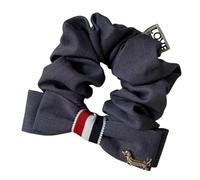 1PC Preppy Style 3D Bow Hair Tie - Cute, Niche Silver Logo Dachshund High Ponytail Rope(Grey-1)