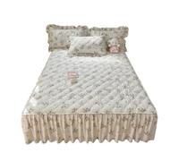 1pc Quilted Bed Skirt Four Corners With Elastic Flower Printed Thickened Mattress(Color-A,120x200x45cm 1pc)