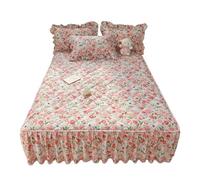 1pc Quilted Bed Skirt Four Corners With Elastic Flower Printed Thickened Mattress(Color-B,180x200x45cm 1pc)