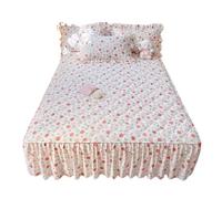 1pc Quilted Bed Skirt Four Corners With Elastic Flower Printed Thickened Mattress(Color-G,180x220x45cm 1pc)
