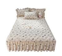 1pc Quilted Bed Skirt Four Corners With Elastic Flower Printed Thickened Mattress(Color-H,120x200x45cm 1pc)
