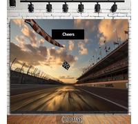 1Pc Racing Theme Backdrop Sunset Sky Checkered Flag Track Finish Line Photo Background