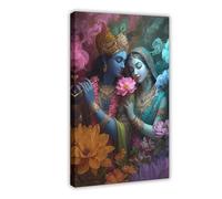 1pc Radha & Krishna Divine Love Framed Canvas Wall Art_1 (1)