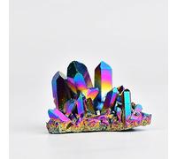 1PC Rainbow Aura Titanium Quartz Crystal Cluster Stones Ornaments (Size : 80-100g)