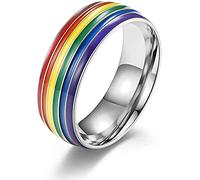 1pc rainbow flag enamel gay lesbian wedding spinner ring for support gay man gay person lesbian loverDeft Processed