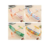 (1PC Random Color) 1PC DIY Foam Plane Model Rubber Band Powered Glider Plane Assembly Model