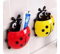 1Pc Random Color Kids Toothbrush Holders, Cute Seven-Star Ladybug Toothbrush with Suction Cup No Drill Insect Shape Toothbrush Holder for Kids Bathroom Powerful Suckers Random Color