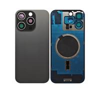 1PC Rear Back Cover Replacement Glass for iPhone 16 PRO MAX 2in1 Battery Cover Glass Door Panel Housing Big Hole Replacement Part with Small Parts Metal Plate Magnetic (Black)