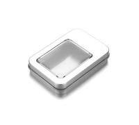 1Pc red Hot Rectangular Jewelry Storage Case Clear Window Top Metal Tin Can Box Crafts Box For Home Storage Dampproof Containers Practical