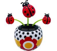 1Pc Red Ladybug Solar Powered Dancing, Solar Swinging Flip Flap Flower Animated Bobblehead Dancer Toy, Car Windowsill Decoration Ornament Sun Catcher, Solar Dancer Figure Novelty and Gag Toys