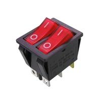 1PC Red Light Lamp Double SPST ON/OFF Two Position 2 Gang Boat Rocker Switch 6 Pin Push Button Switches IDGTTLDF(Red)