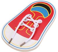 1Pc Red Shoes Learning Toy Kits Learn to Tie Your Own for Kids Practical Learning Toys for Young Children Training Board Kids Toddler Early Wooden Threading Lacing Shoes Craft Kits