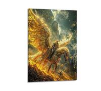 1pc Religious Angel Poster Abstract Art Angel Riding A White Horse, Canvas Wall Art 24x36inch(60x90cm) Suitable for Various Indoor Places, Cool Posters And Prints, Best Gift.